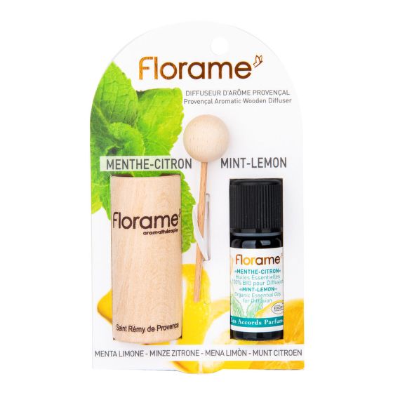 Provencal wooden diffuser + essential oil Mint-lemon 10 ml BIO FLORAME