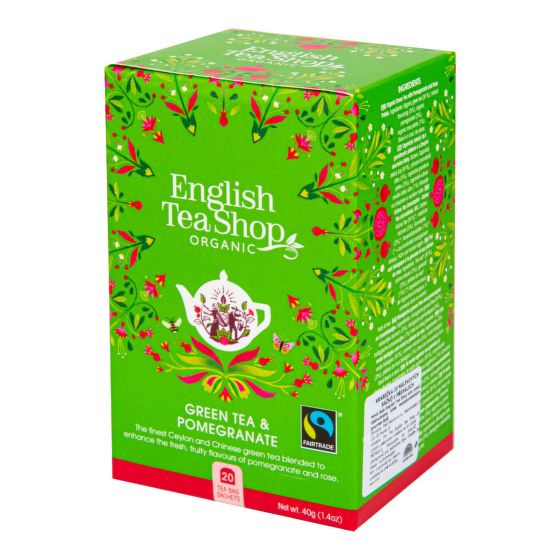 Green tea with pomegranate organic 20 bags   ENGLISH TEA SHOP