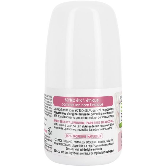 Natural deodorant for 24 hours soothing with almond milk organic 50 ml   SO’BiO étic