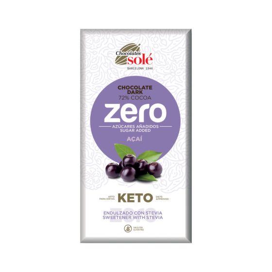 Dark chocolate 72% with acai and stevia without sugar 100 g   SOLÉ