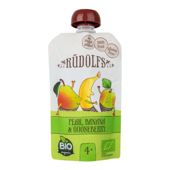 Organic baby food pear, banana, gooseberry 110 g   RUDOLFS