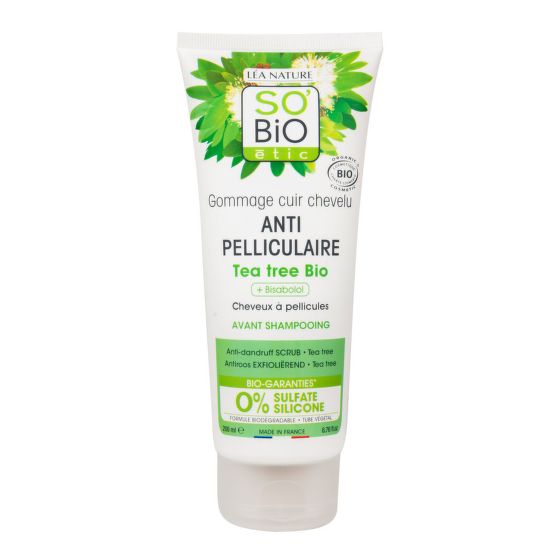 Peeling treatment against dandruff before washing hair — with tea tree and bisabolol 200 ml Organic   SO’BiO étic