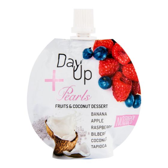 Fruit dessert with coconut, raspberry and tapioca - pouch 100 g   DAY UP