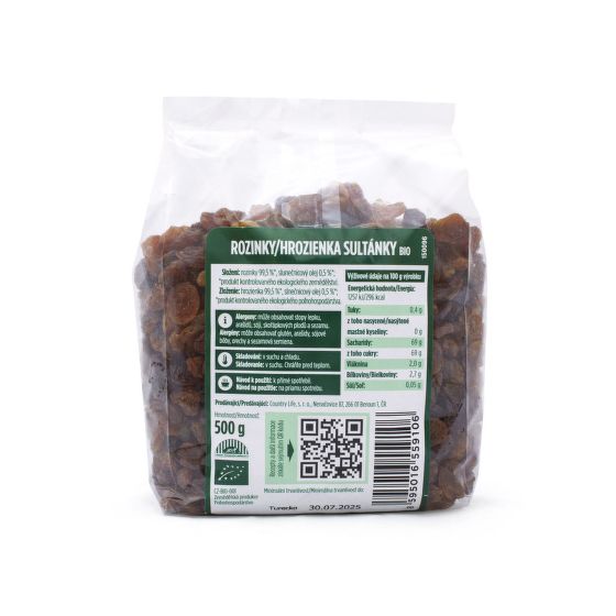 Sultanas organic 500 g   COUNTRY LIFE