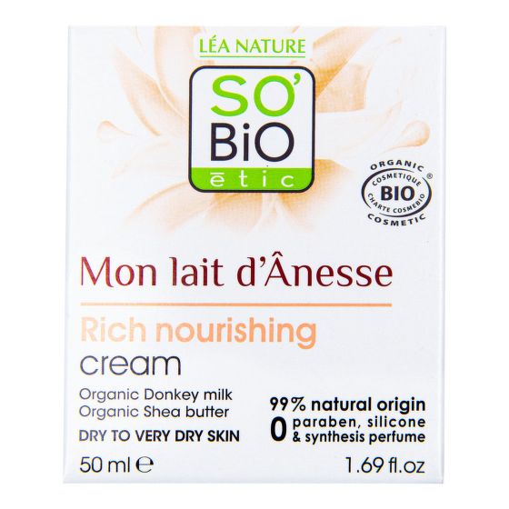 Onctuous nourishing cream donkey milk organic 50 ml   SO’BiO étic