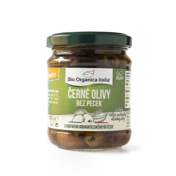 Black olives in olive  pitted 190 g ORGANIC   BIO ORGANICA ITALIA