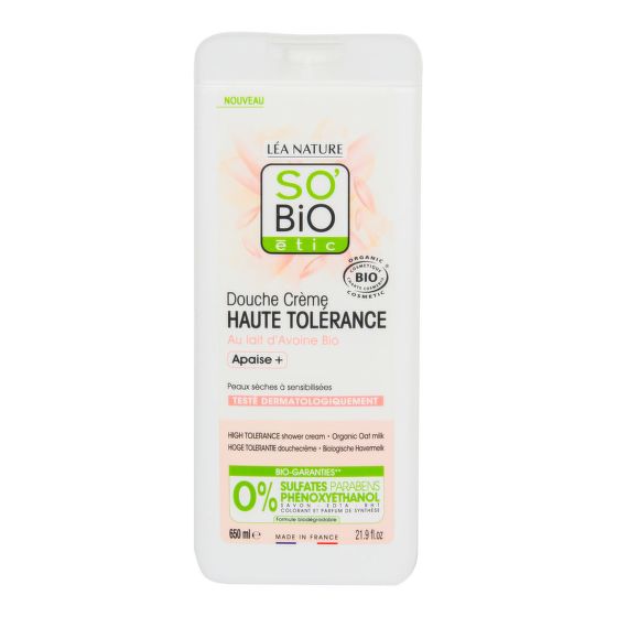 Hight tolerance Shower cream - Organic Oat milk 650 ml   SO’BiO étic