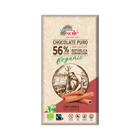 Dark chocolate with cinnamon organic 100 g   SOLÉ