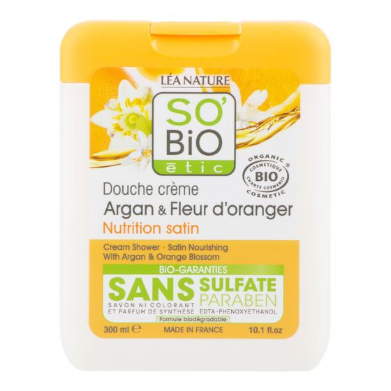 Argan and orange blossom shower organic 300 ml   SO’BiO étic