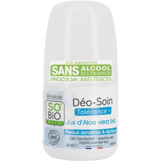 Natural deodorant 24 h Tolerance + with aloe vera organic 50 ml   SO’BiO étic