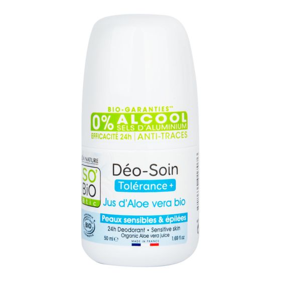Natural deodorant 24 h Tolerance + with aloe vera organic 50 ml   SO’BiO étic
