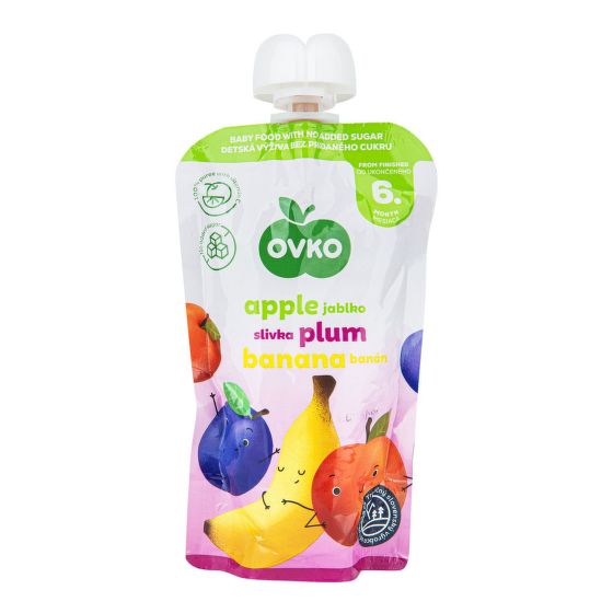 Baby food apple, plum, banana 120 g   OVKO