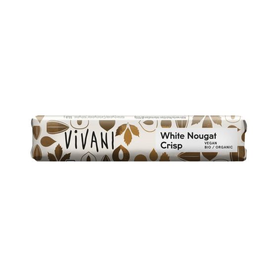 White nougat bar with nuts vegan organic 35 g   VIVANI