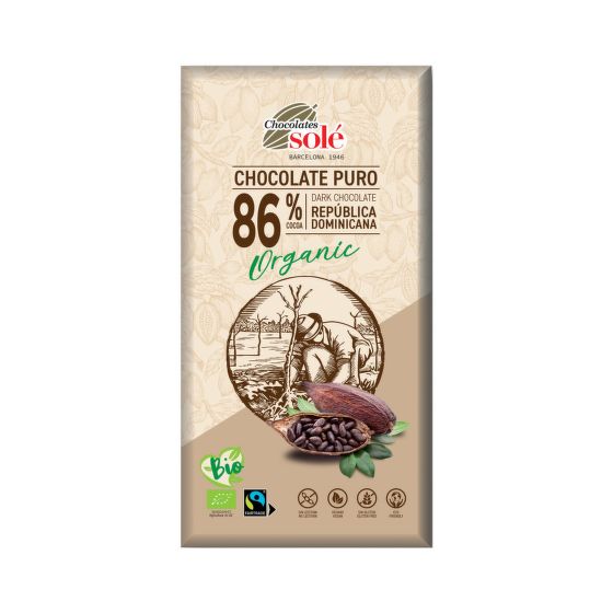 Dark chocolate chocolate 86% organic 100 g   SOLÉ