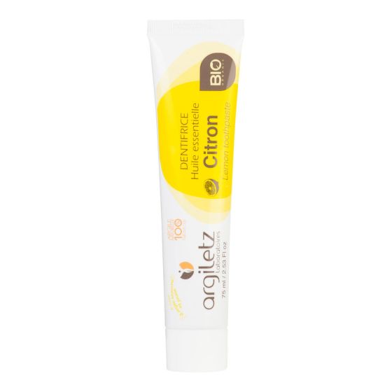 Lemon toothpaste with white and yellow clay organic 75 ml   ARGILETZ