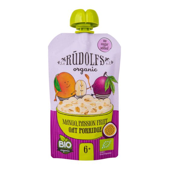 Organic baby food with mango oatmeal and passion fruit 110 g   RUDOLFS