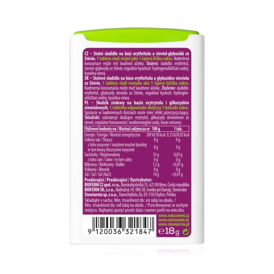 Stevia sweetener 300 pcs 18 g   NATUSWEET