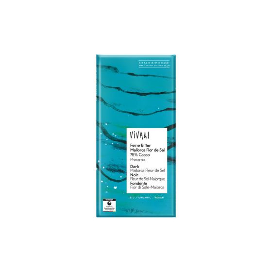 Dark chocolate with Fleur de Sel salt organic 80 g   VIVANI