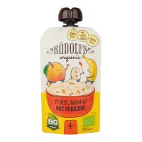 Organic baby food with oat porridge, peach and banana 110 g   RUDOLFS