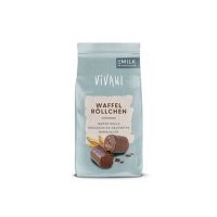 Waffle rolls in milk chocolate organic 125 g   VIVANI